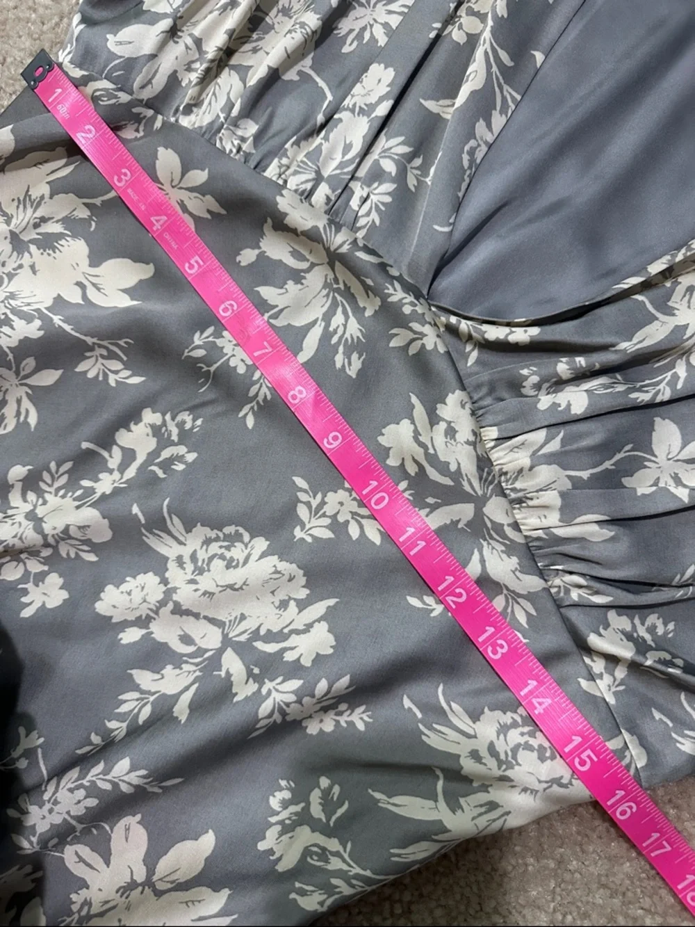 Abercrombie & Fitch Gray Satin Maxi Dress with Cream Floral Print